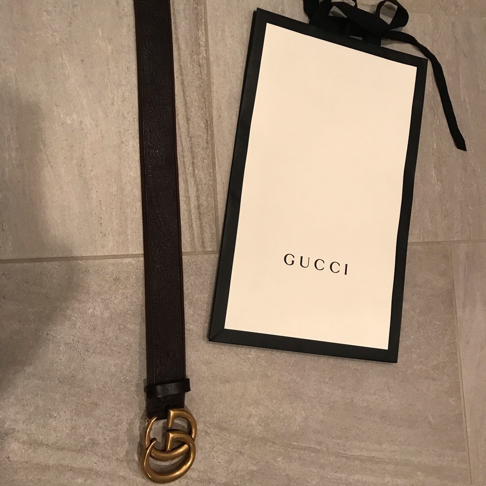 Gucci Brown Leather Belt with Gold Double G Buckle - Picture 5 of 10